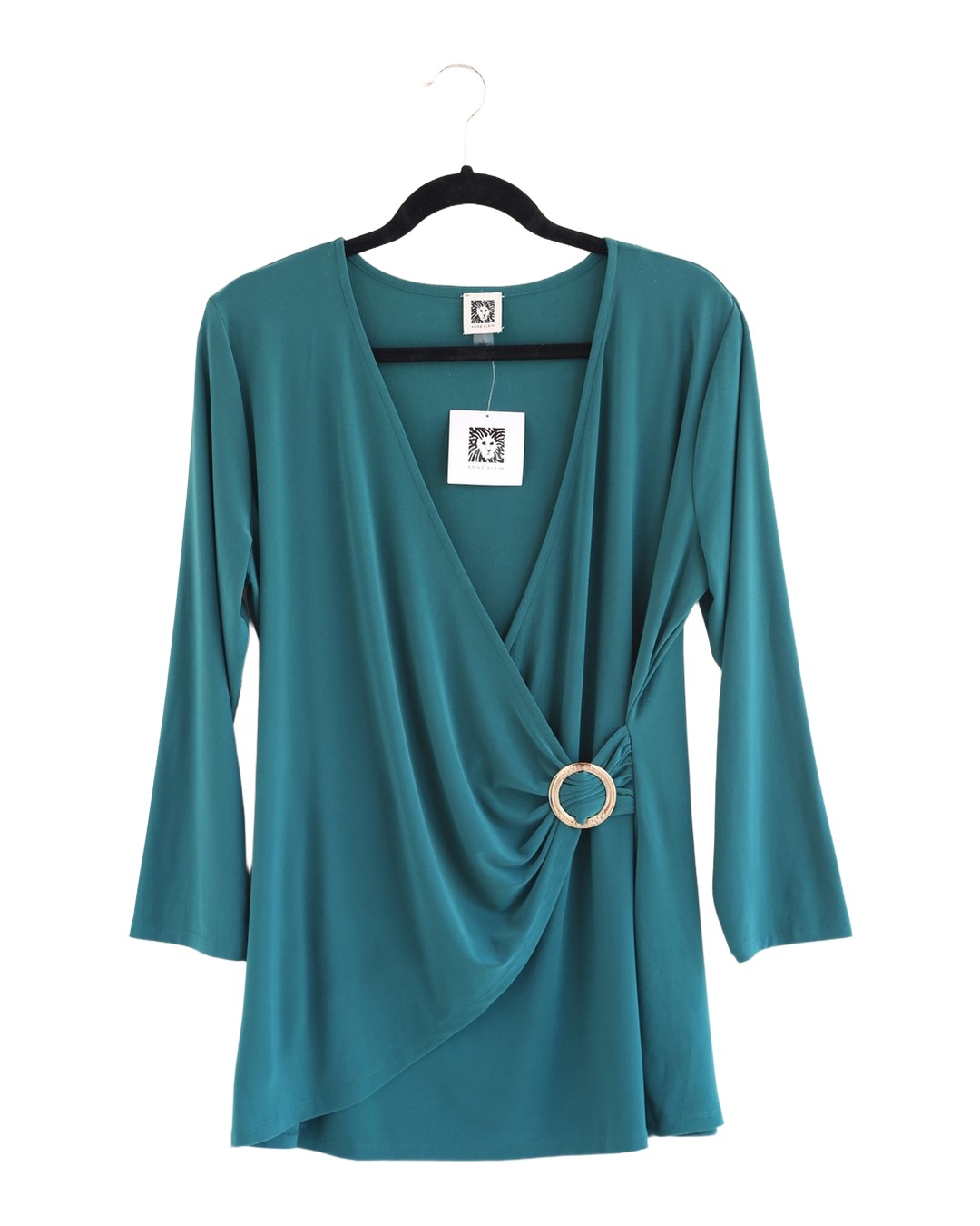 Blusa Wrap Verde Teal — Anne Klein