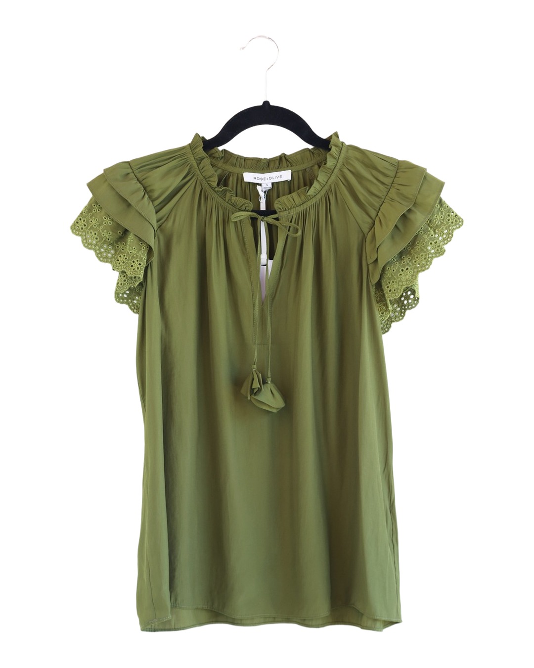 Blusa Verde Olivo con Encaje — ROSE + OLIVE