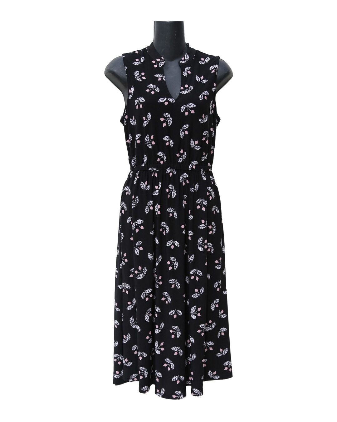 Vestido Midi Negro Floral — Anne Klein